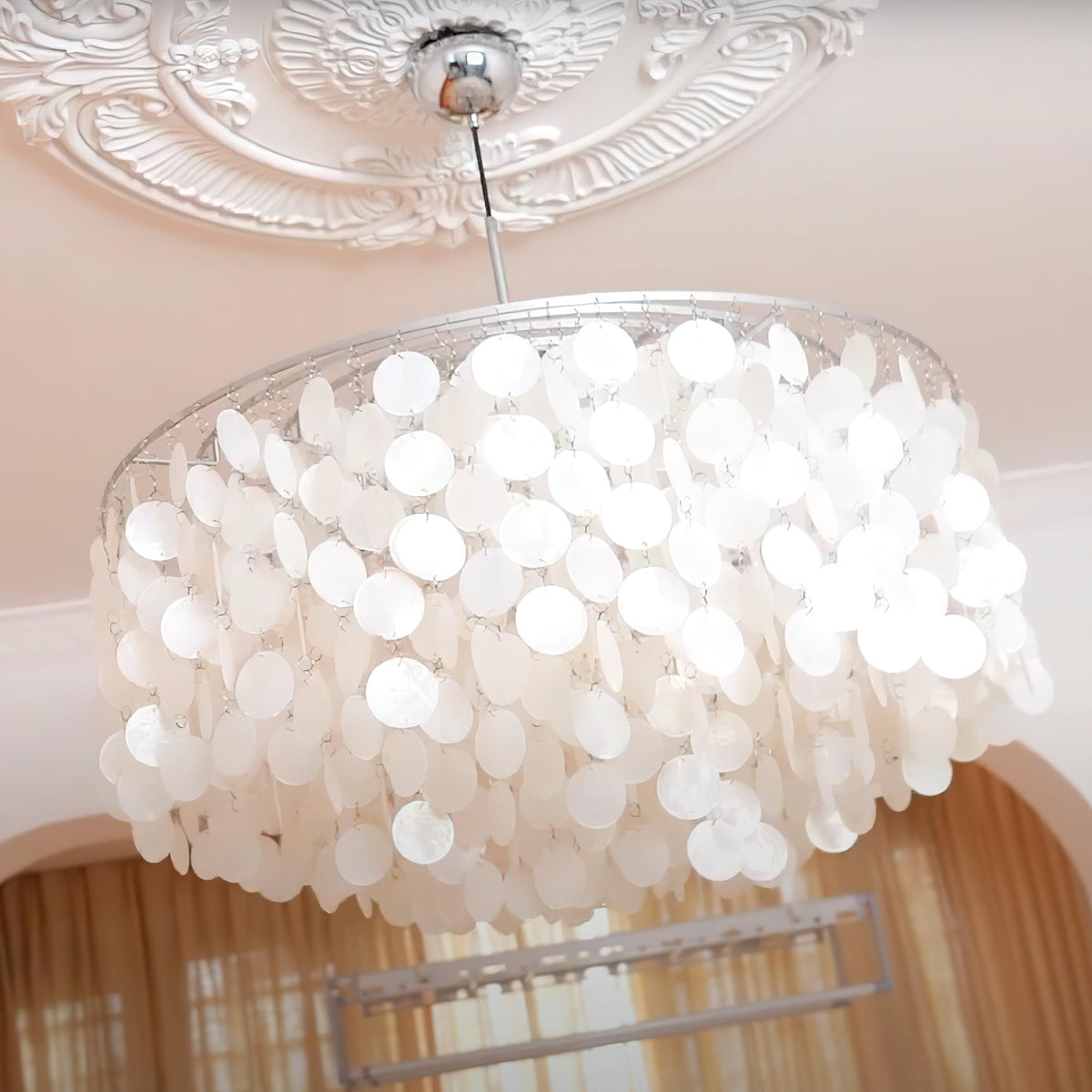 Delene Suspension Lampe Anneau Rond en Coquillage