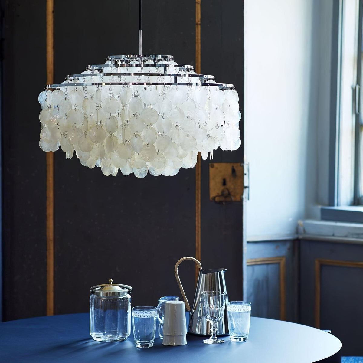 Elios Elegant Capiz Shell Chandelier-Neutral Decor