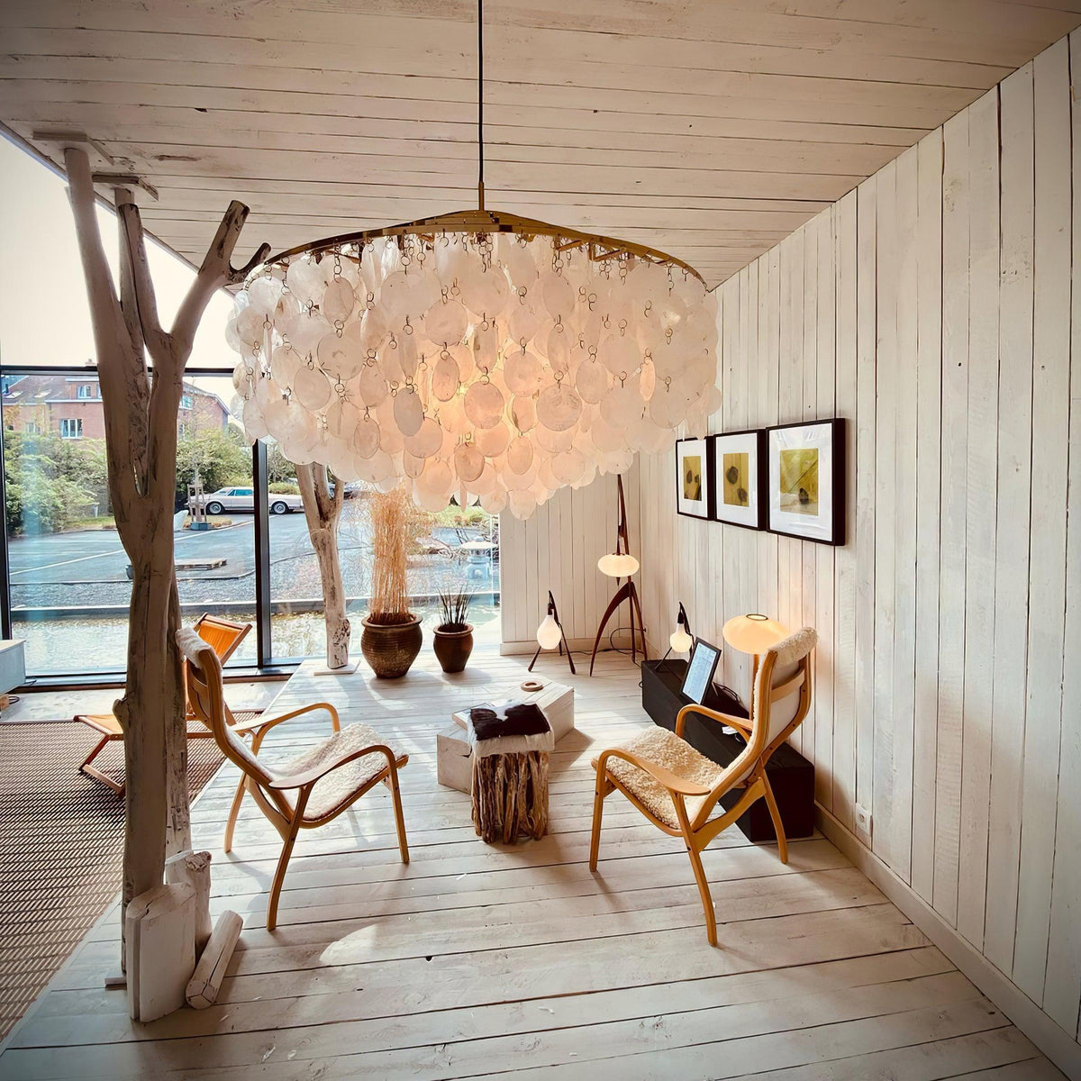 Elios Elegant Capiz Shell Chandelier-Neutral Decor