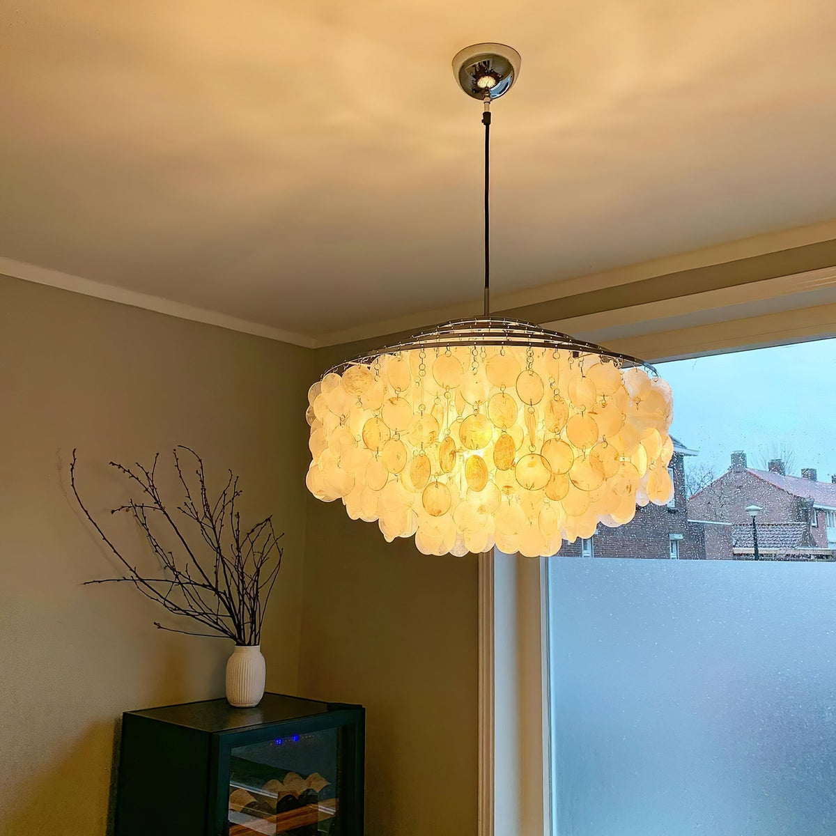 Delene Suspension Lampe Anneau Rond en Coquillage