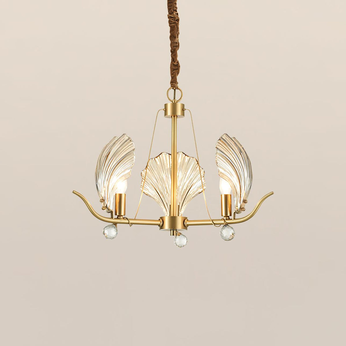 Veyrona Lustre Coquillage Cristal Feuille Cuivre