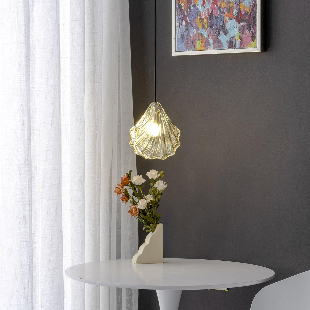 Solise Suspension Mini Swag en Verre Coquillage Art Nordic
