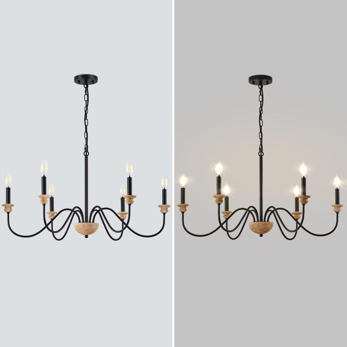 Zalaeira Lustre en Bois et Métal Traditionnel Style Industriel Vintage