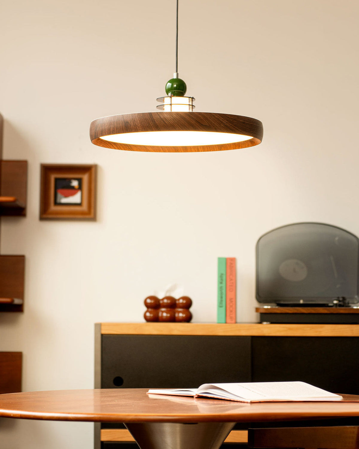 The Sia Pendant Light illuminating a modern living space.