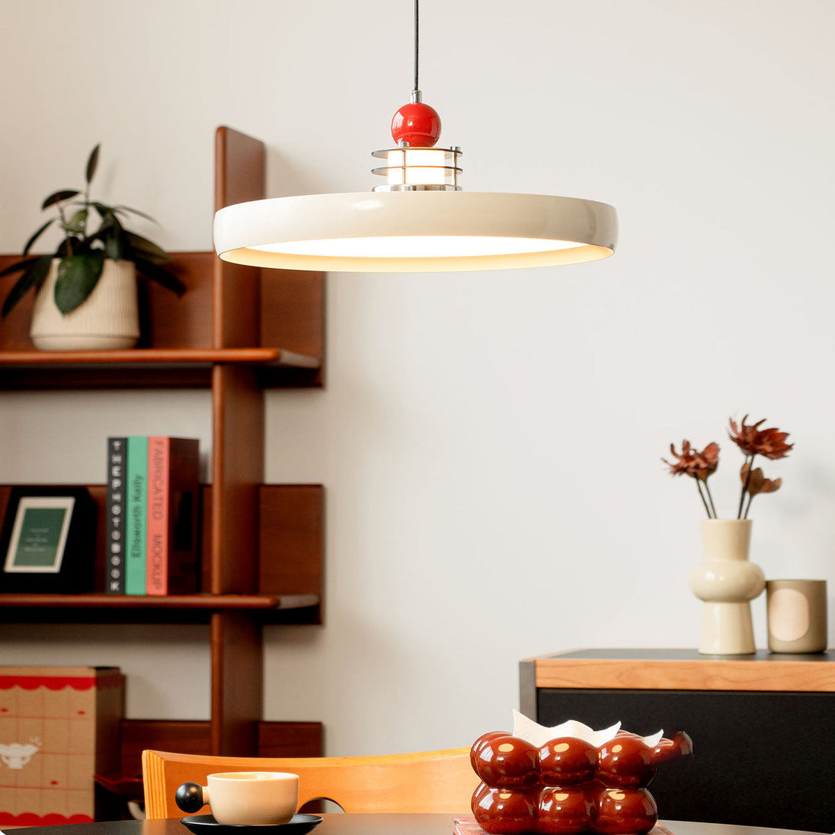 View from below the Sia Pendant Light, showcasing the scalloped edge detail.