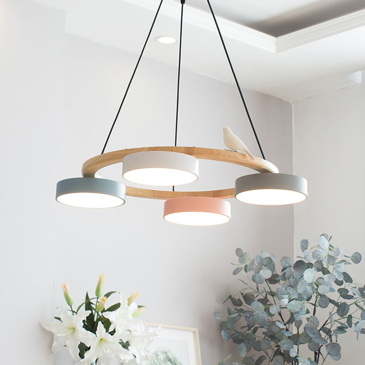 Cliff Lustre Rond avec Oiseau