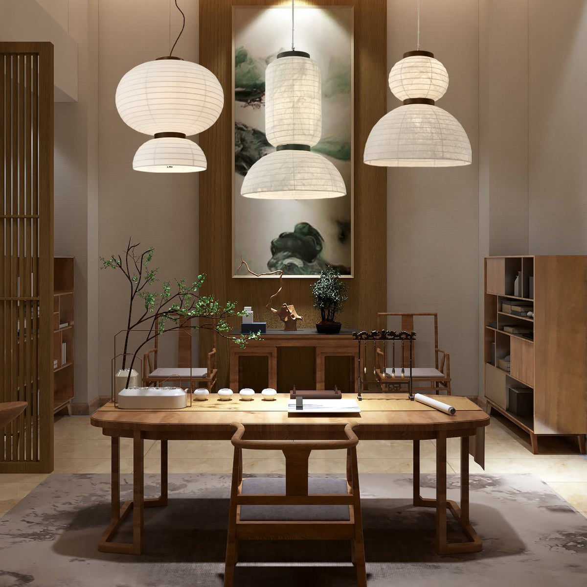 Uldoror Suspension en Soie Style Art Moderne Traditionnel