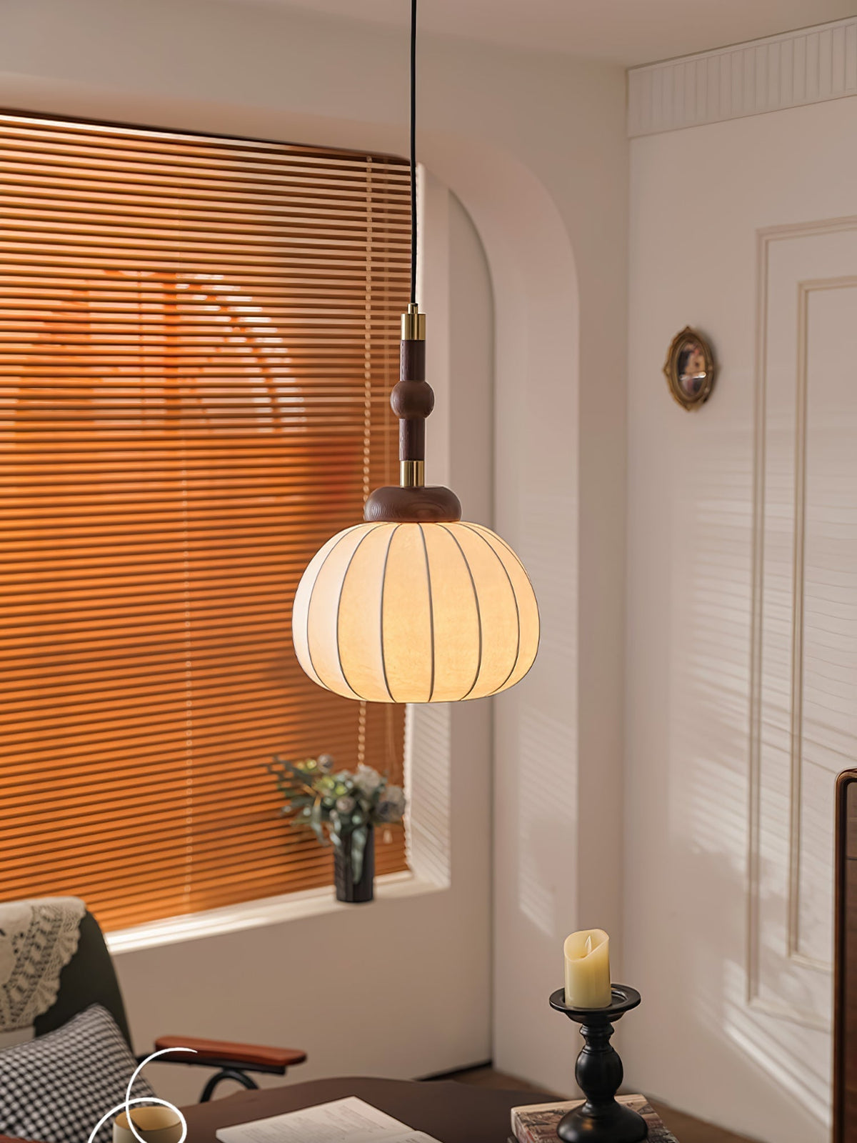 Solari Suspension en Bois et Soie Scandinave