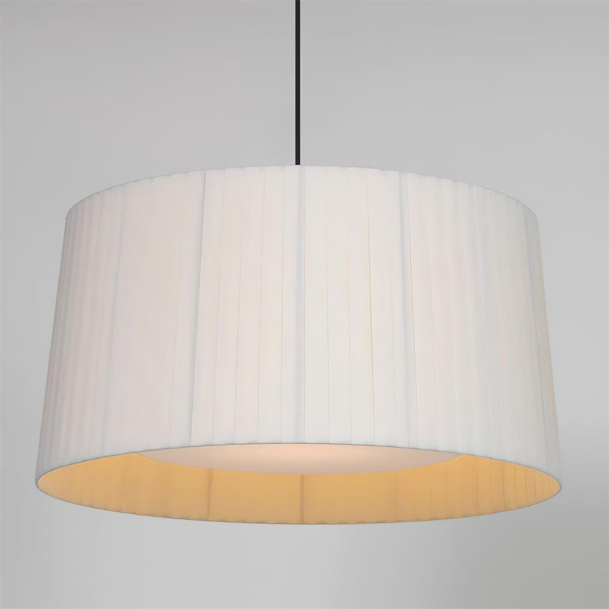 Pendant Light Pleated Fabric Drum-Neutral Decor