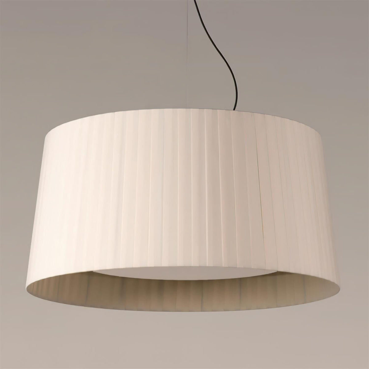 Pendant Light Pleated Fabric Drum-Neutral Decor