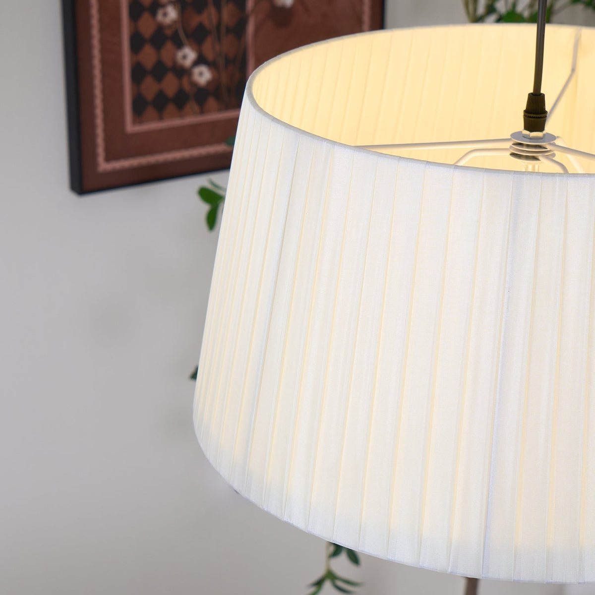 Pendant Light Pleated Fabric Drum-Neutral Decor