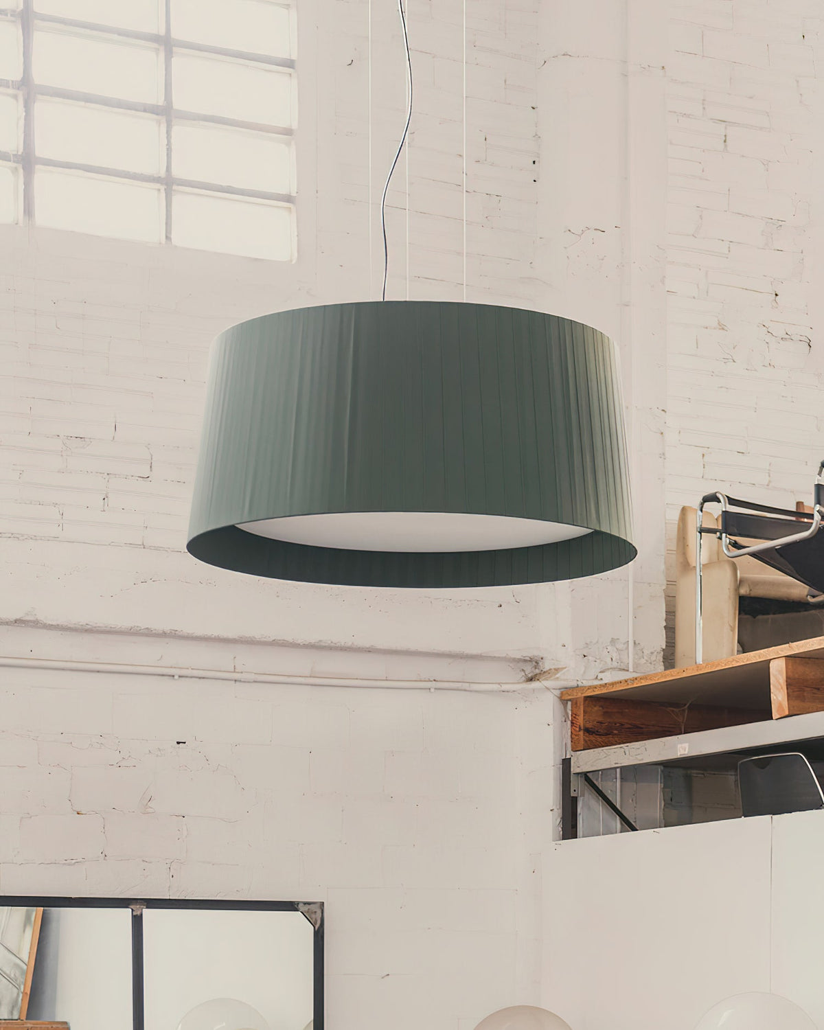 Pendant Light Pleated Fabric Drum-Neutral Decor
