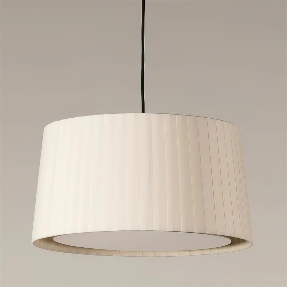 Pendant Light Pleated Fabric Drum-Neutral Decor