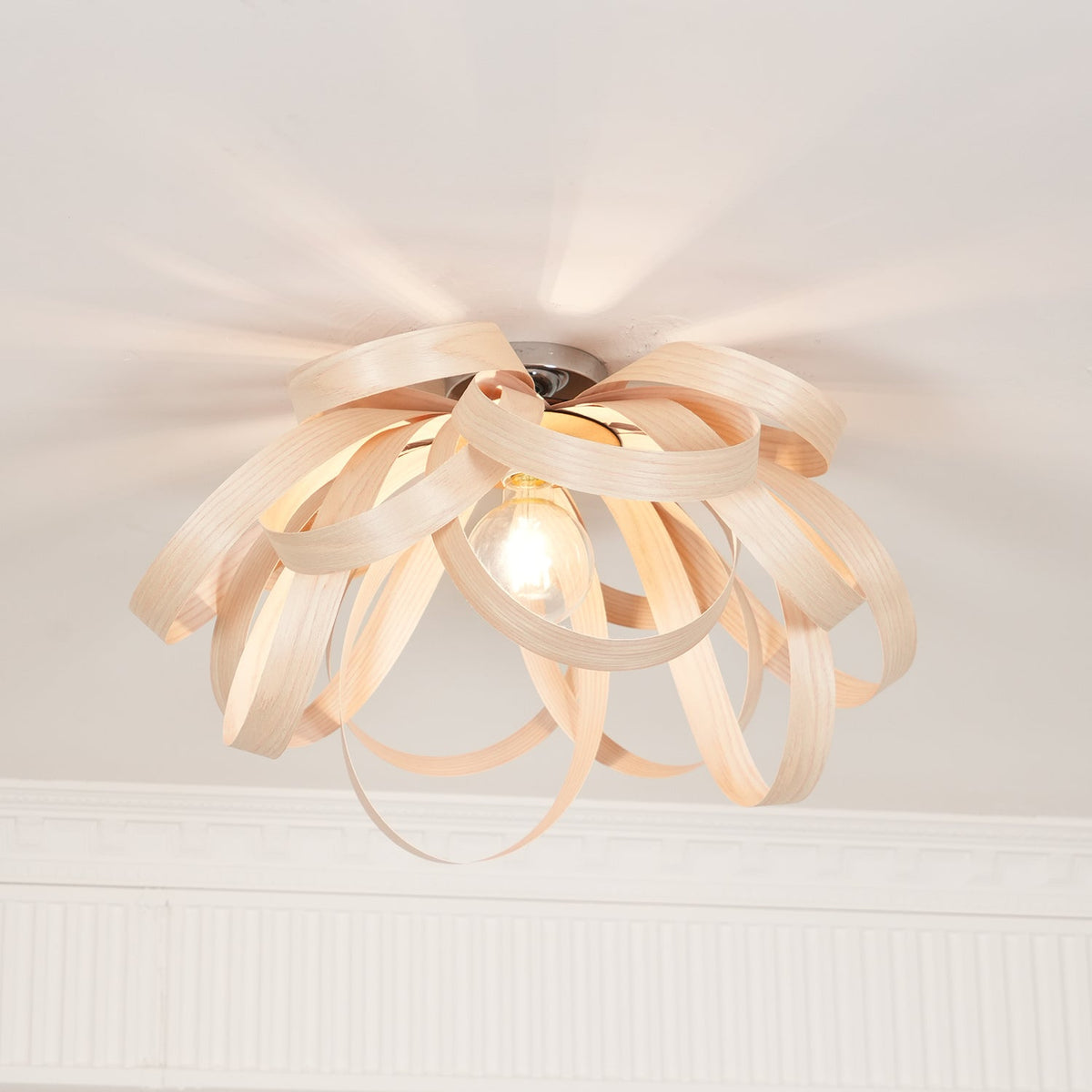 Veylo Wooden Ribbon Ceiling Lamp-Neutral Decor