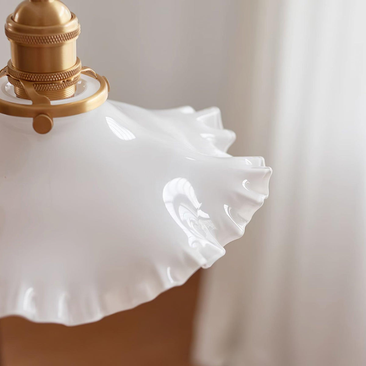 Pendant Lamp Glass Ruffle Shade Brass Warm Glow-Neutral Decor