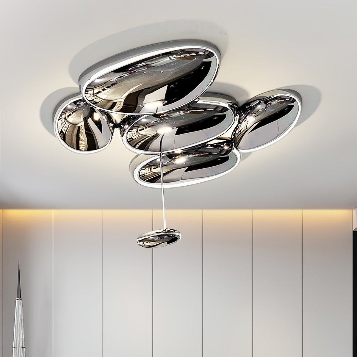 Brinona Plafonnier Chrome Pebble Moderne