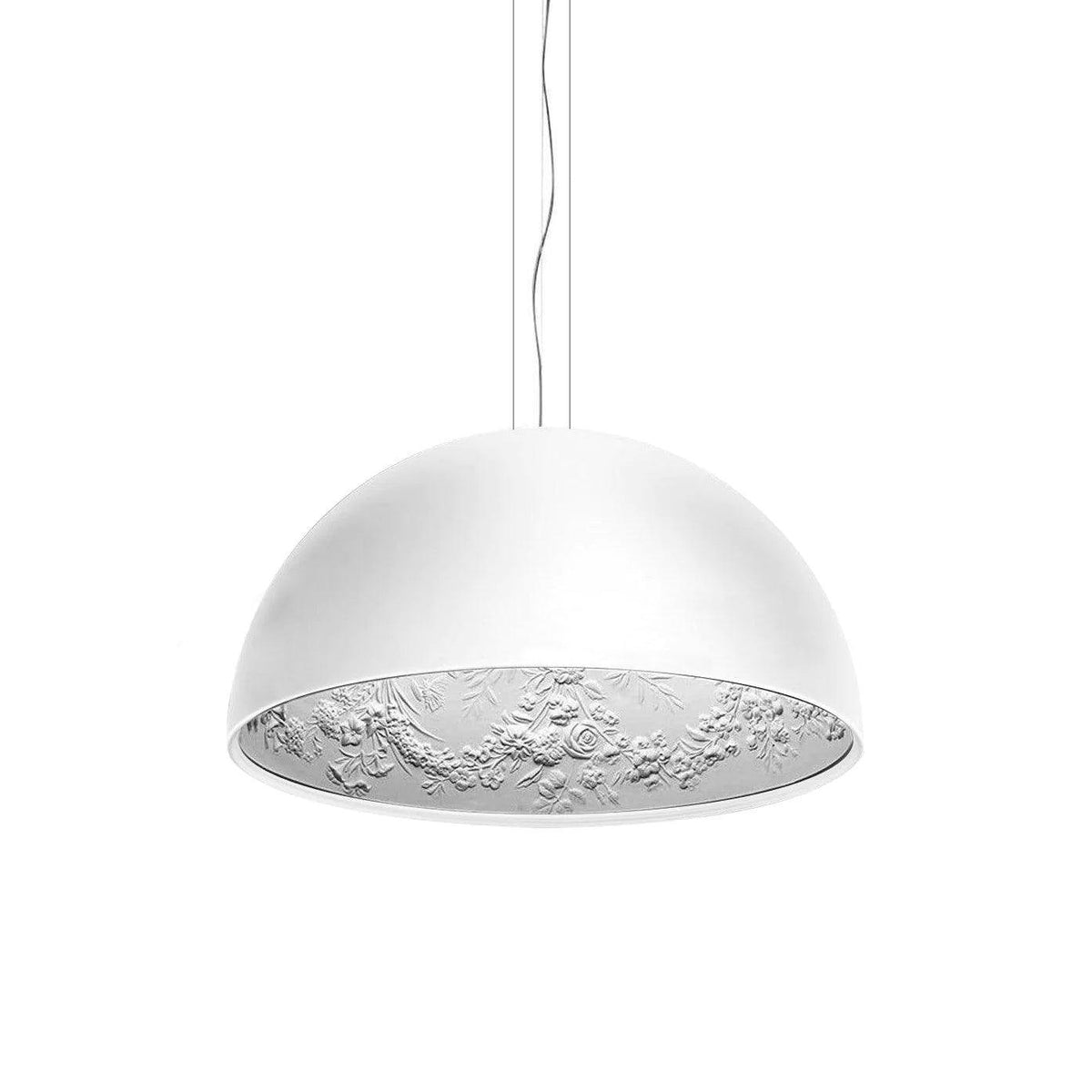 Pendant Lamp Black Dome with Embossed Plaster Interior Elegant-Neutral Decor