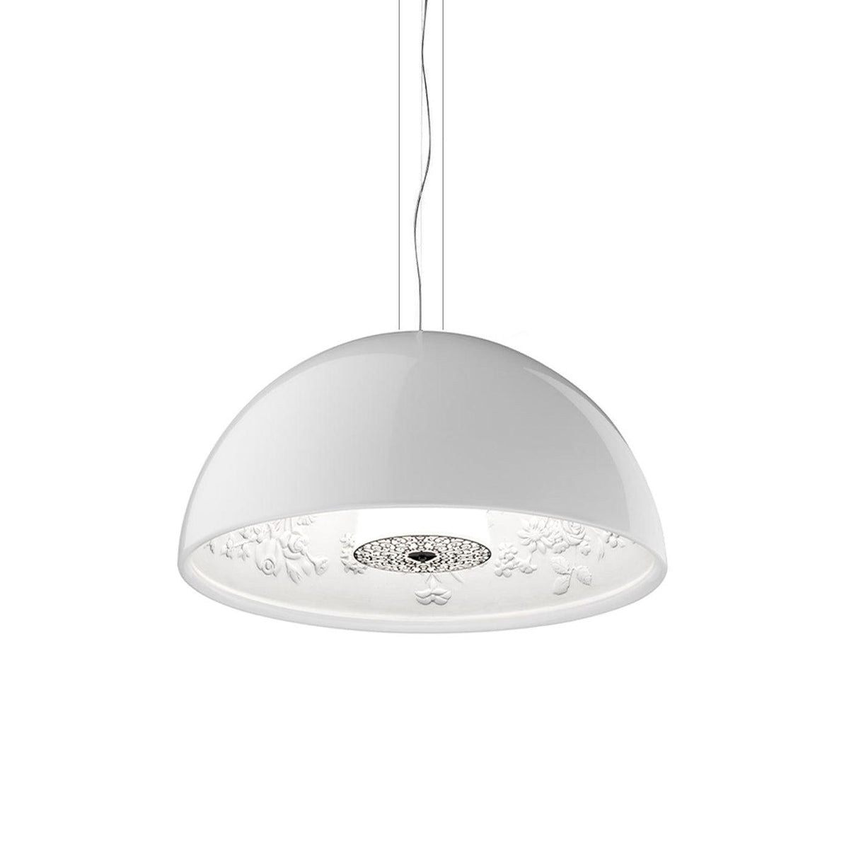 Pendant Lamp Black Dome with Embossed Plaster Interior Elegant-Neutral Decor