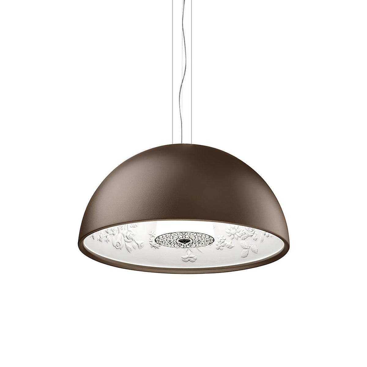 Pendant Lamp Black Dome with Embossed Plaster Interior Elegant-Neutral Decor