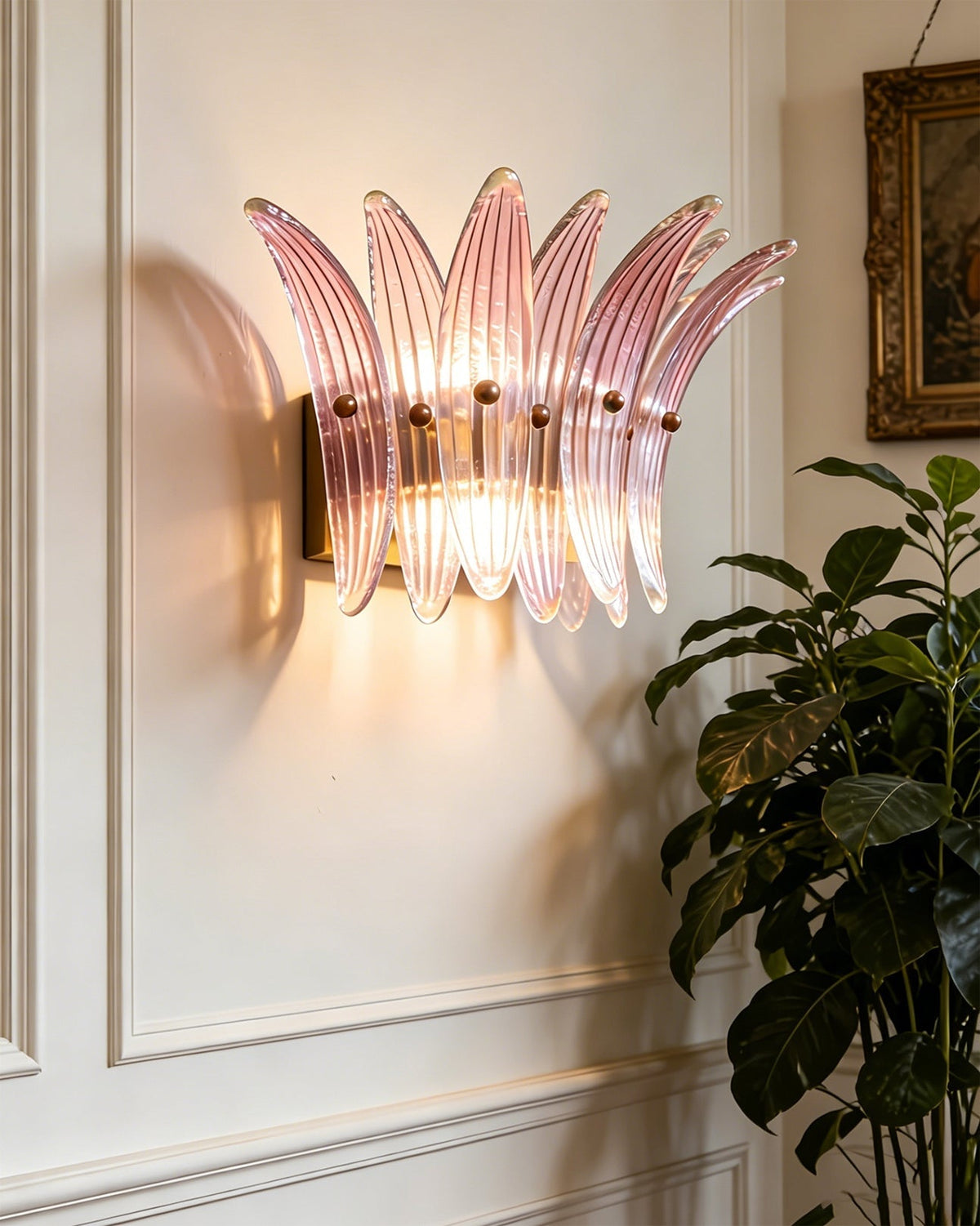 Smeralda Wall Sconce illuminating an upscale powder room.