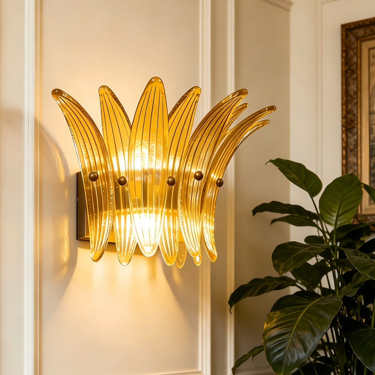 Angled view of the Smeralda Wall Sconce, highlighting its outward-flaring silhouette.
