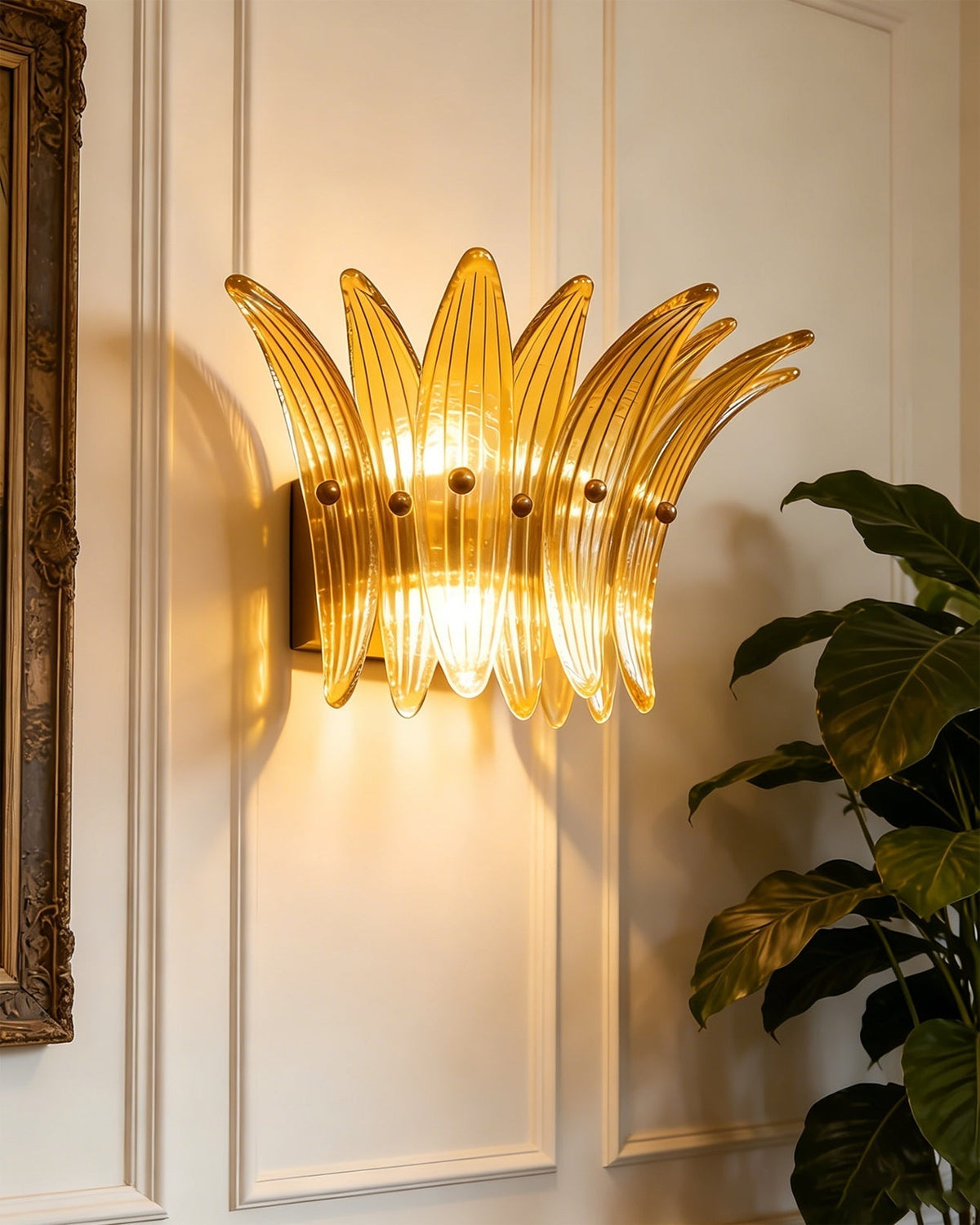 Pink Smeralda Wall Sconce against a neutral wall.