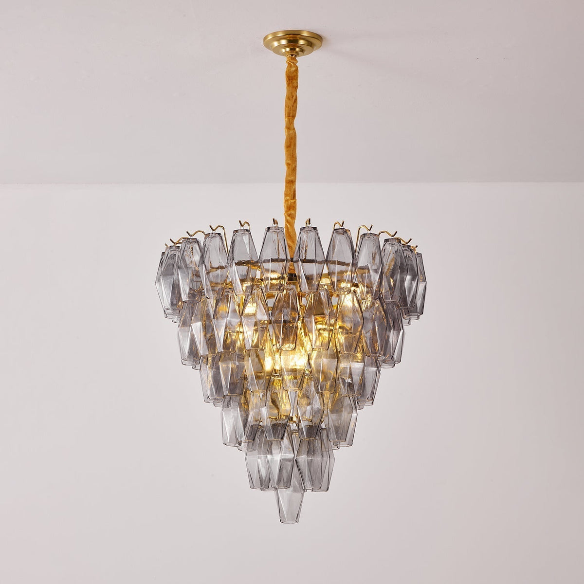 Edreria Lustre Fumée Gris Inversé Cristal Prisme