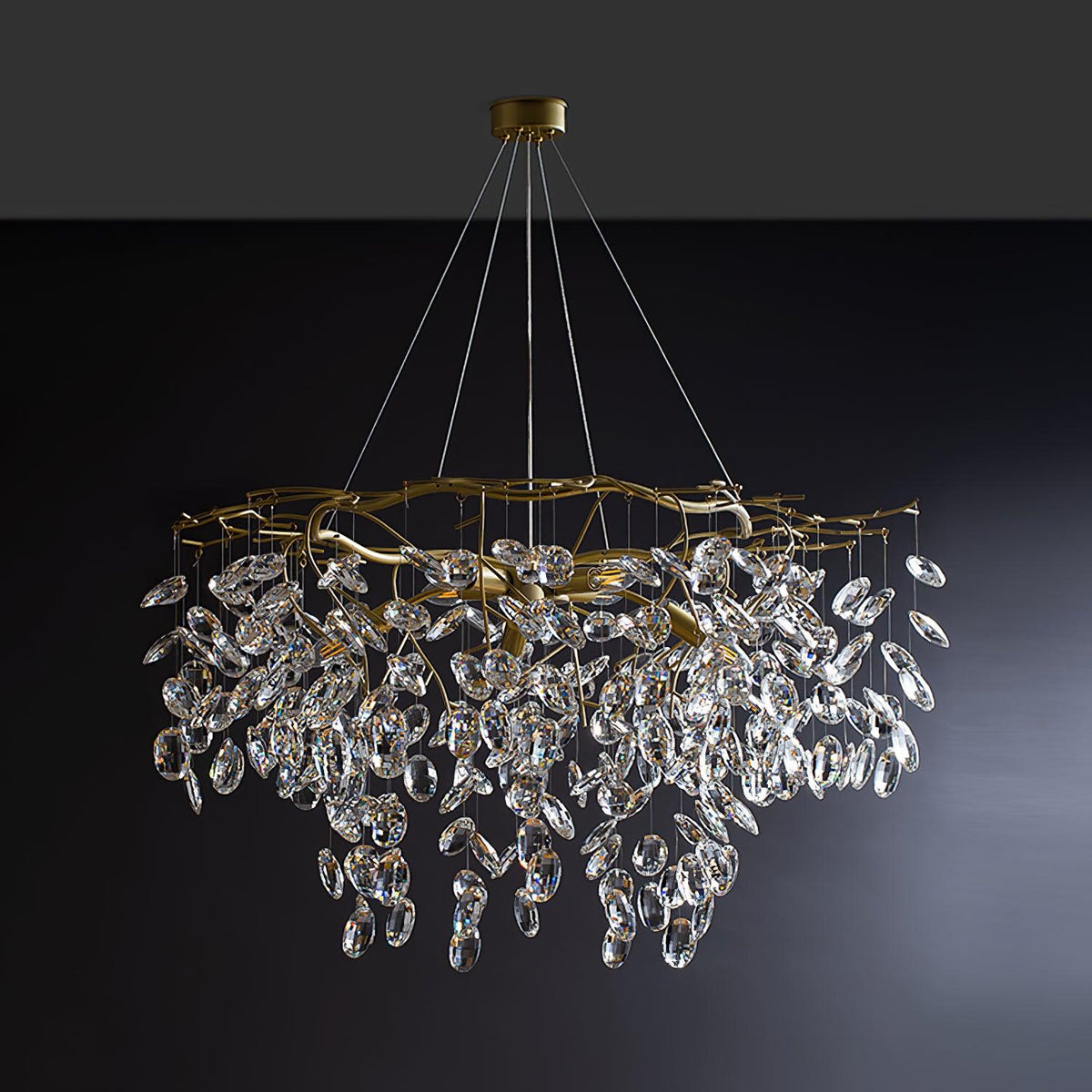 Talisse Lustre Cristal Branche Or LED