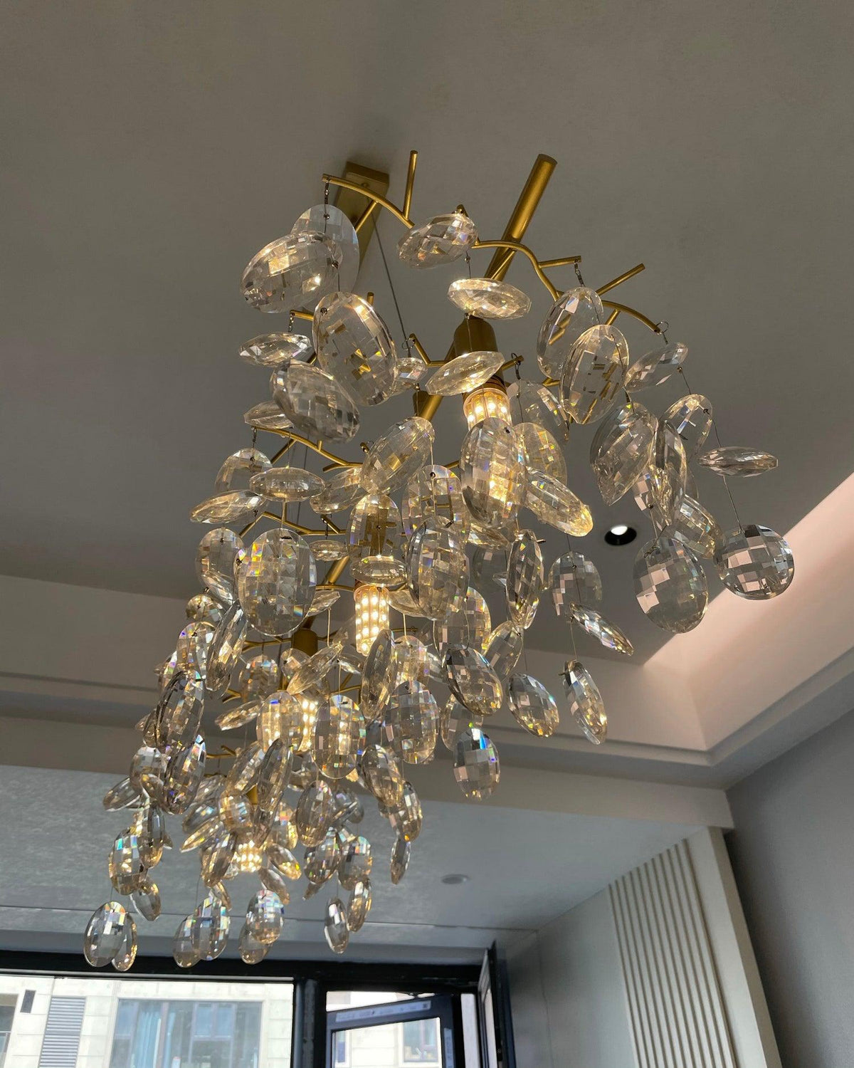 Talisse Lustre Cristal Branche Or LED