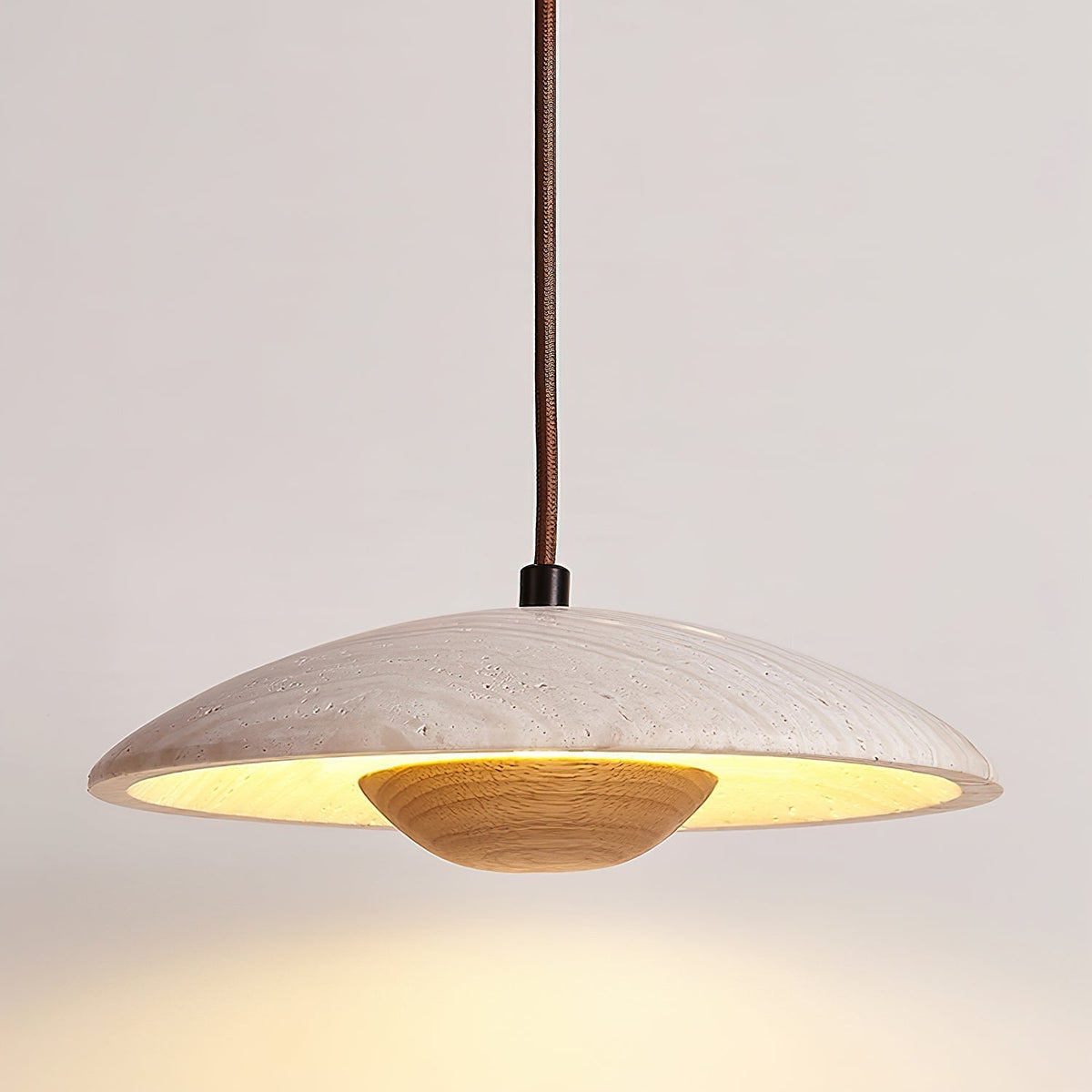Deleria Large-Bord Travertin Pendentif Lumière