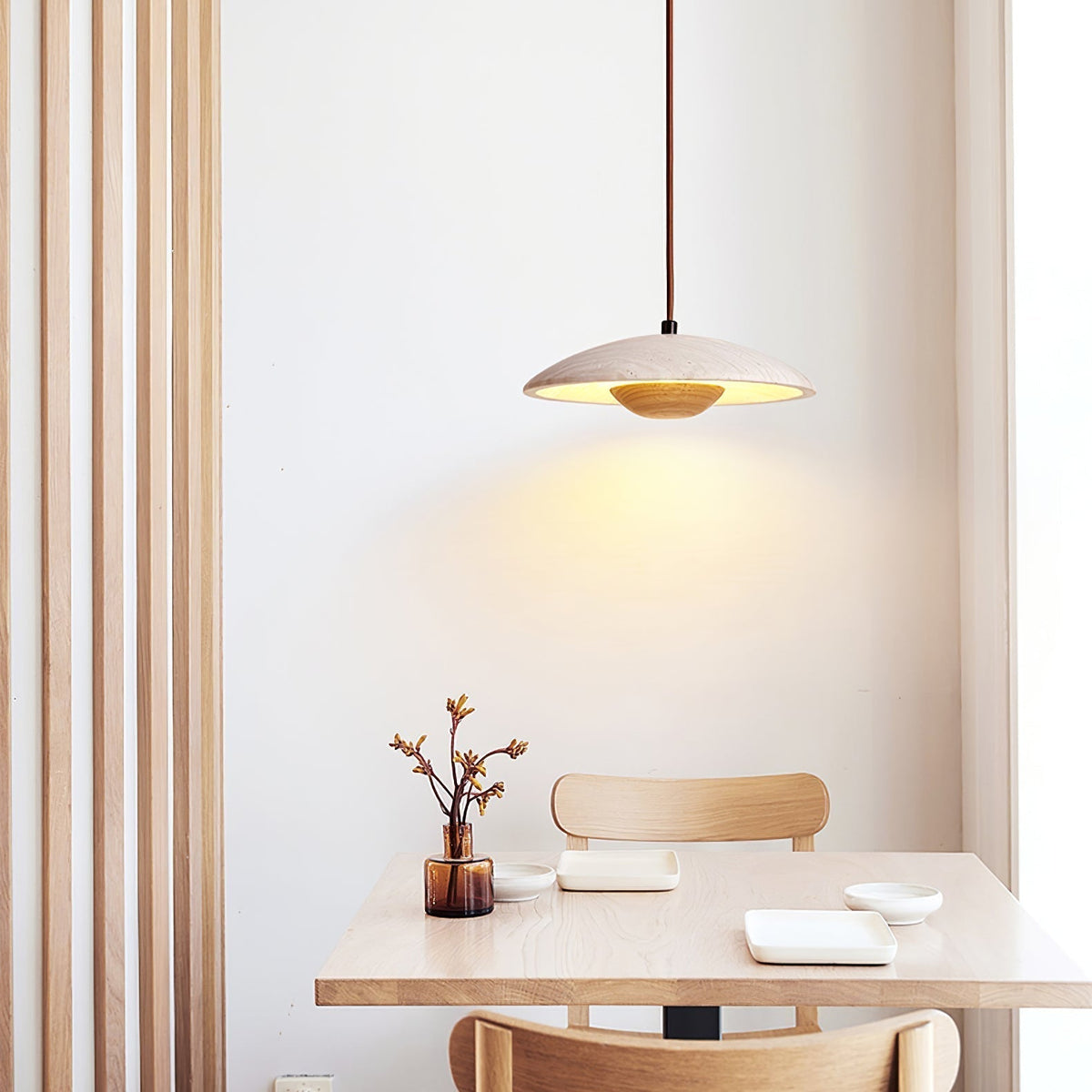 Deleria Large-Bord Travertin Pendentif Lumière