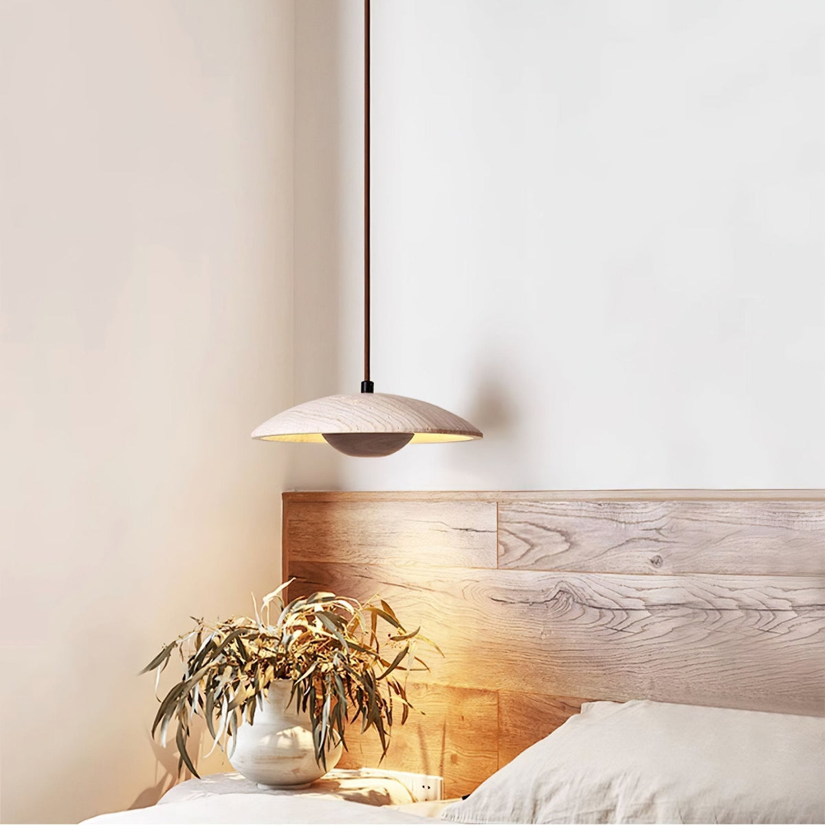 Deleria Large-Bord Travertin Pendentif Lumière