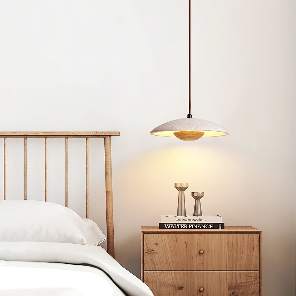 Deleria Large-Bord Travertin Pendentif Lumière