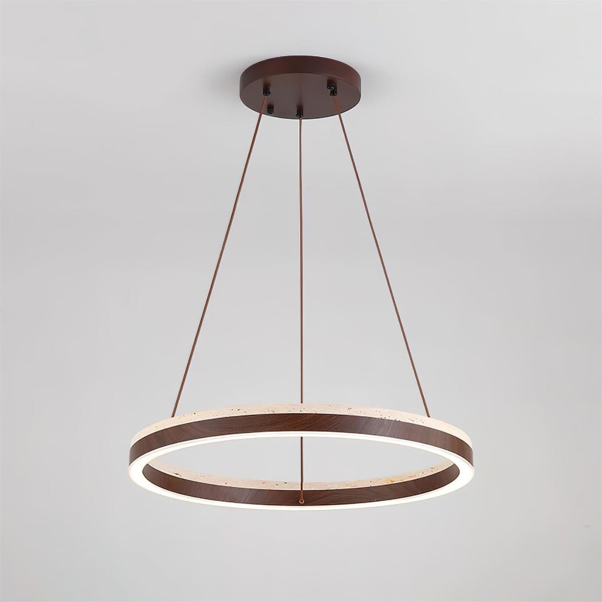 Loren Chandelier Travertine Geometry Ring-Neutral Decor