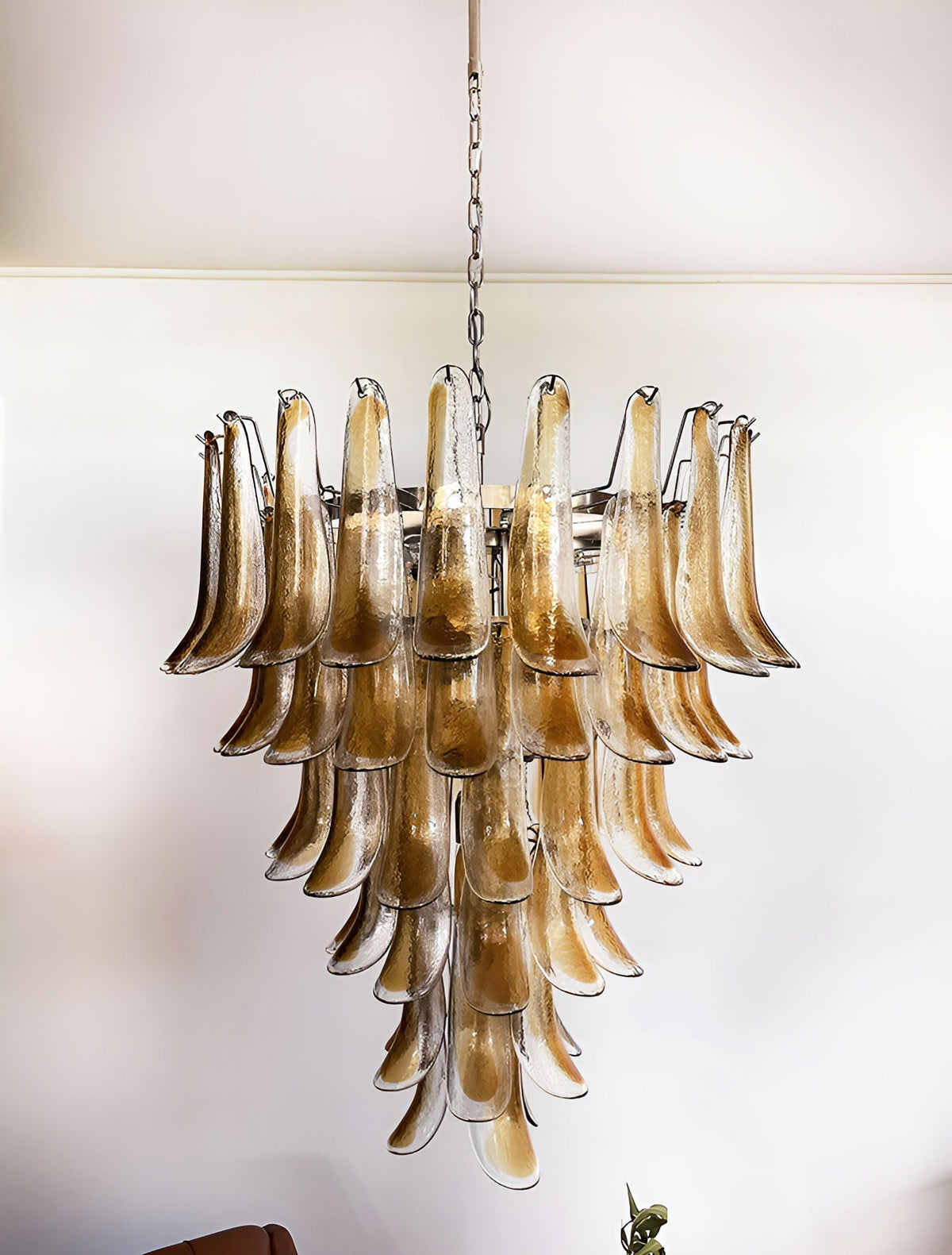 Soliana Lustre Ambre Verre Pétales Superposé Luxe