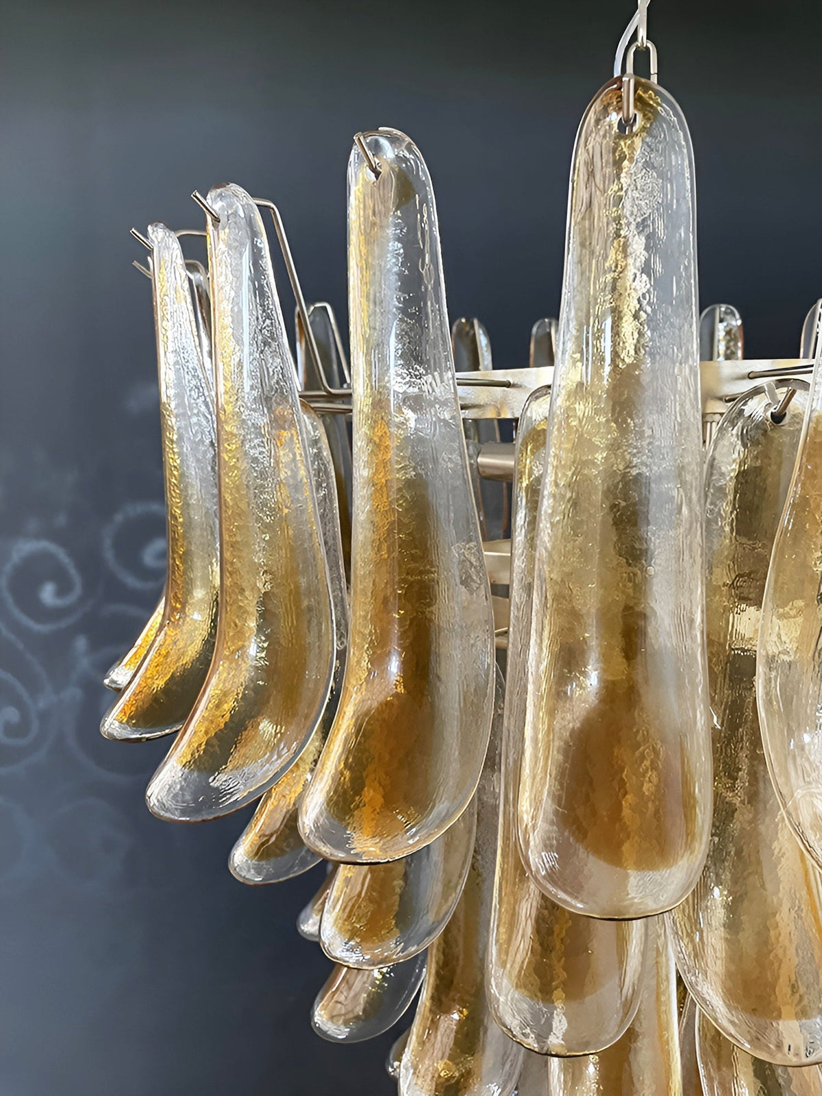 Soliana Lustre Ambre Verre Pétales Superposé Luxe