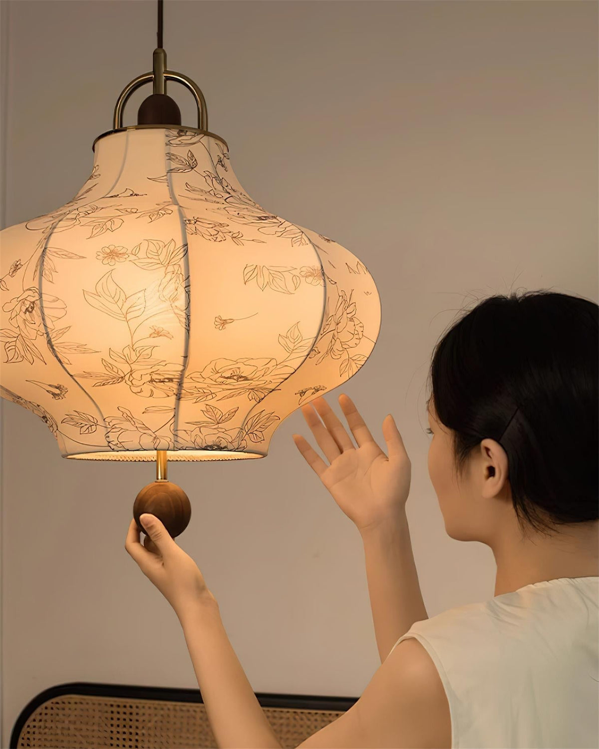 Calira Fabric Pendant Lamp-Neutral Decor