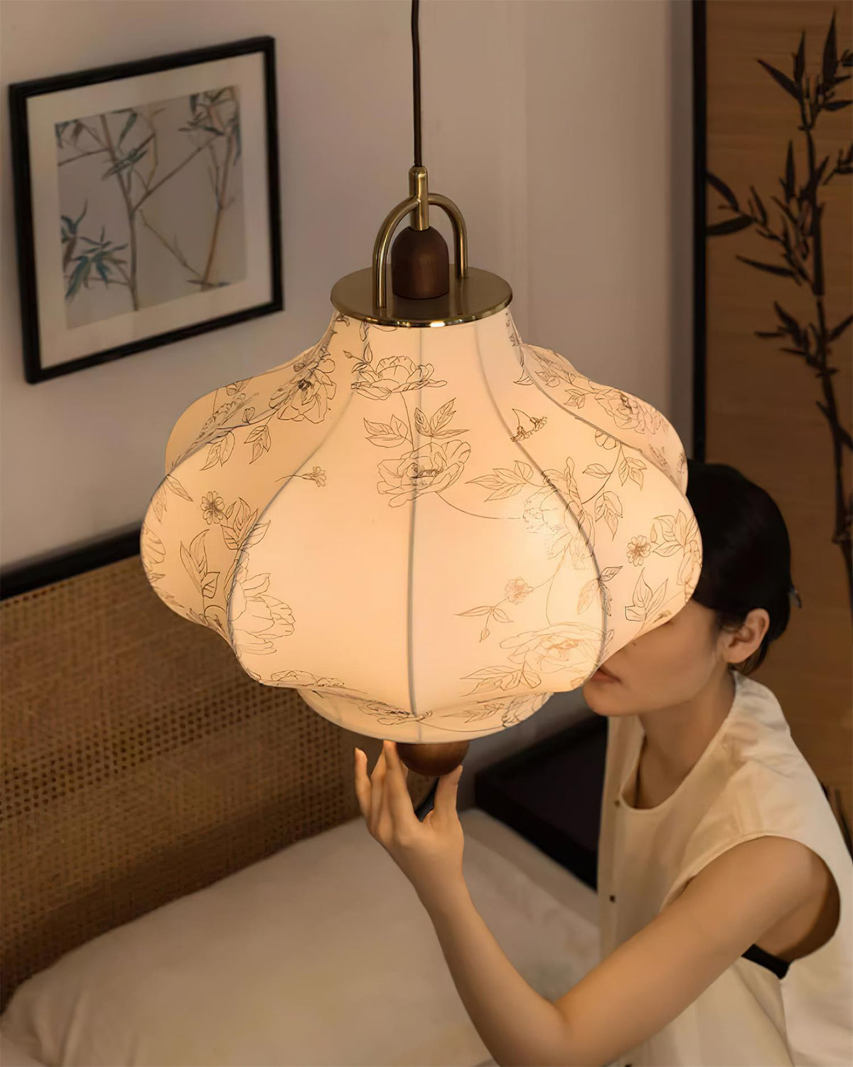 Calira Fabric Pendant Lamp-Neutral Decor