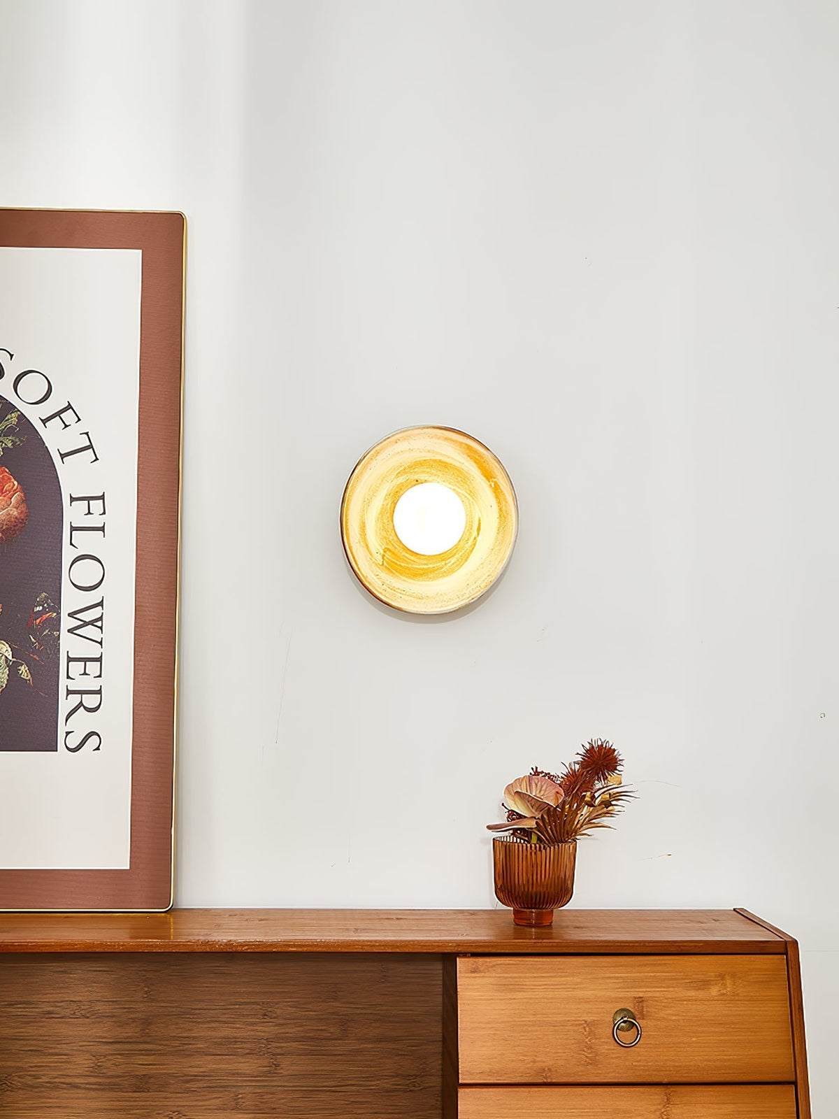 Solune Applique Murale Minimaliste en Verre et Bois