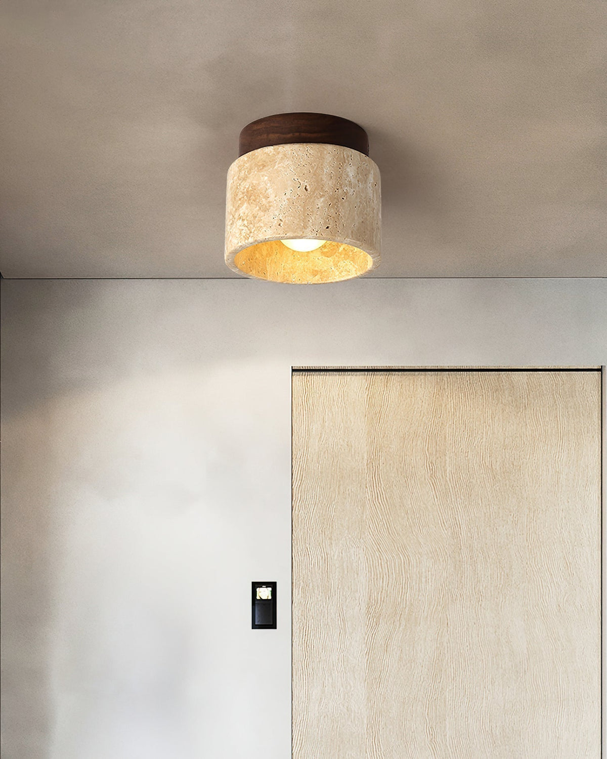 Lysaen Stone Travertine Ceiling Light-Neutral Decor