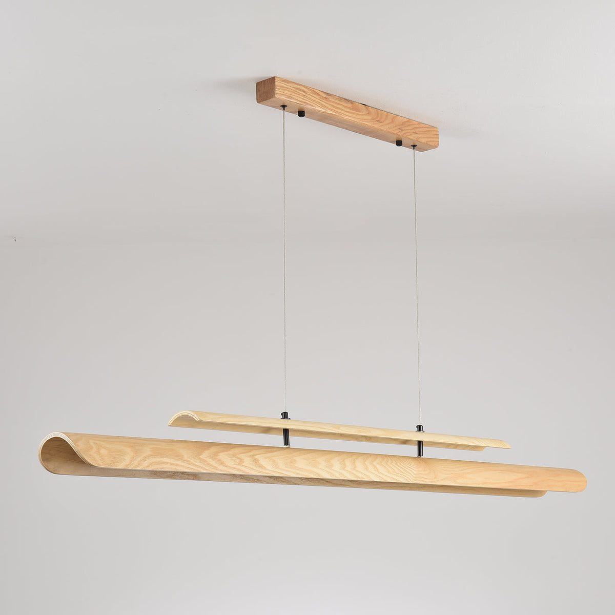 Sora Linear Chandelier turned off, displaying its sculptural form.