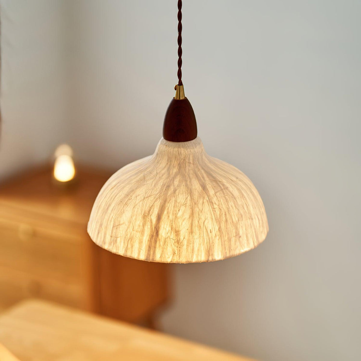 Vellara Papier & Bois Pendentif Lampe