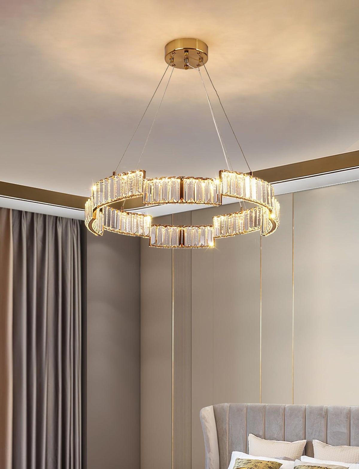 Nelanne Lustre Cristal avec Cadre Doré