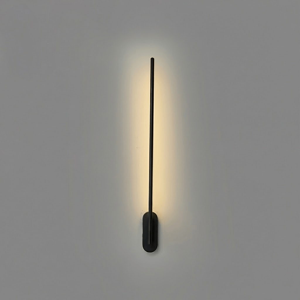 Lifestyle image of the sconce in a minimalist hallway.
