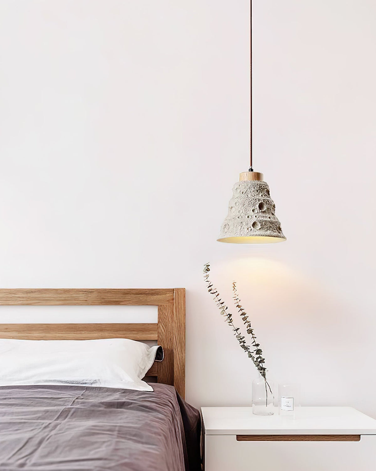 Orenilia Nordic Art Cloche Pierre Bois Pendentif Lumière