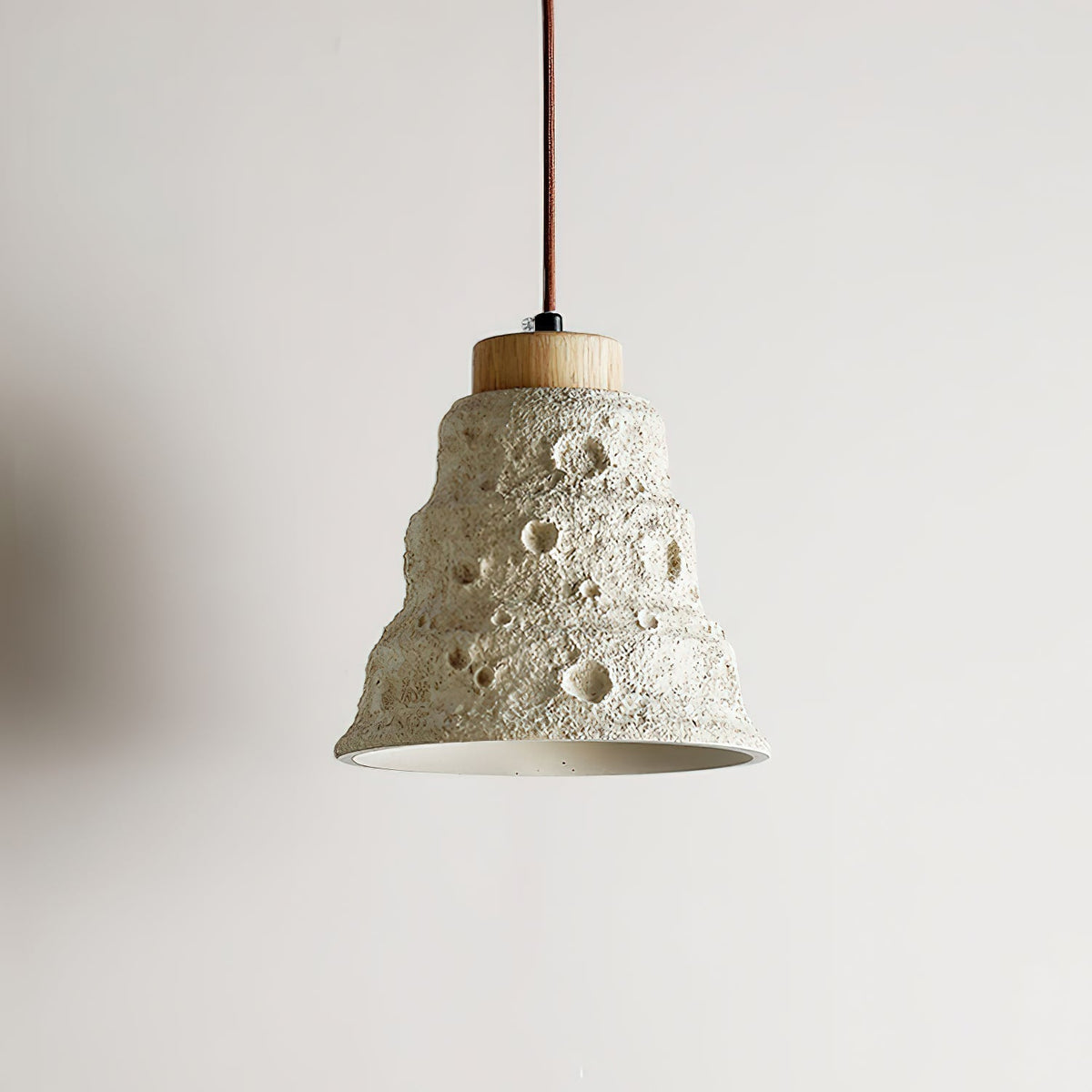 Orenilia Nordic Art Cloche Pierre Bois Pendentif Lumière