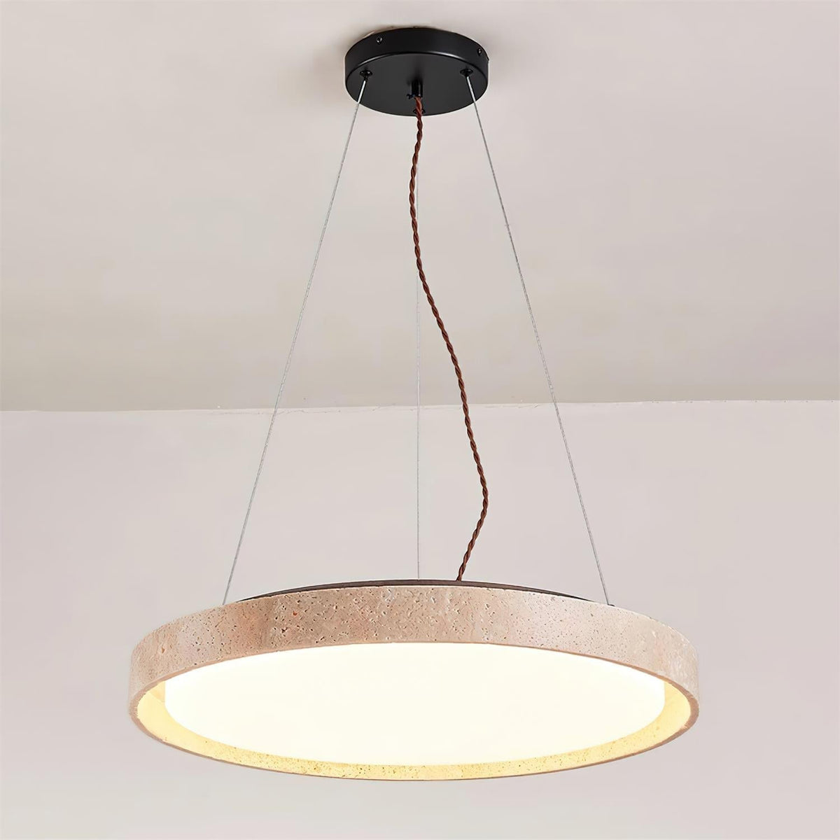 Ritta Pendant Light Travertine Ring-Neutral Decor