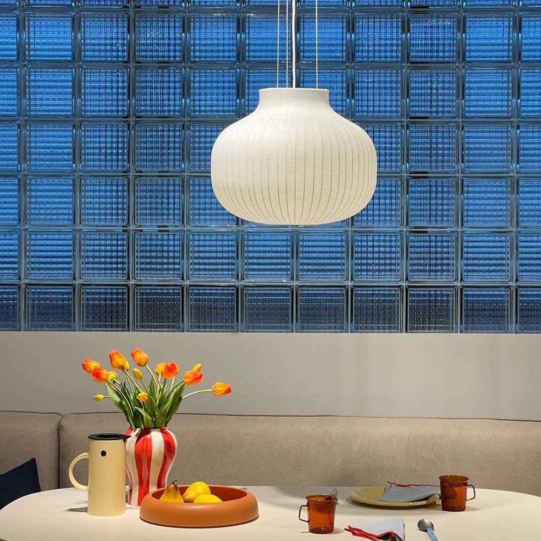Pendant Light Silk Bell Shade Pleated Curved Modern Minimalist-Neutral Decor