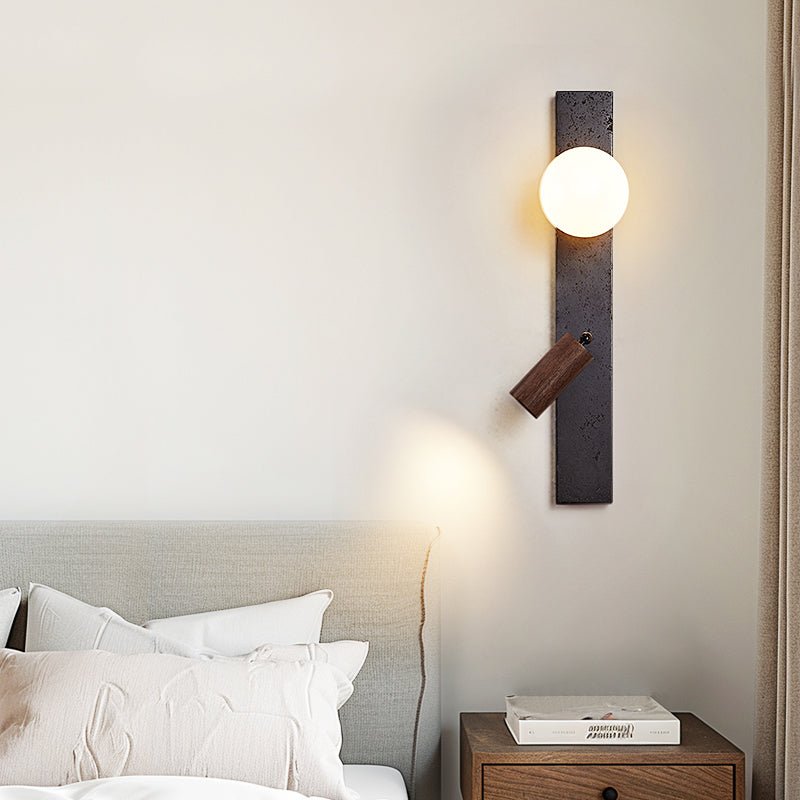 Nirv Beam Noir Travertin Applique Murale Moderne
