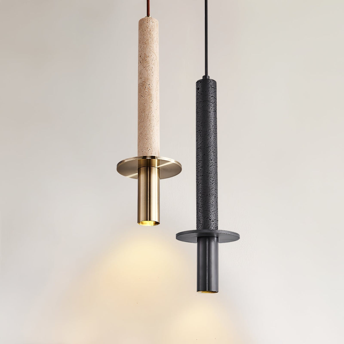 Avdoryra Suspension Double Cylindre en Travertin